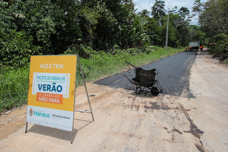 Recuperação asfáltica do ramal do Pau-Rosa é realizado pela Prefeitura de Manaus